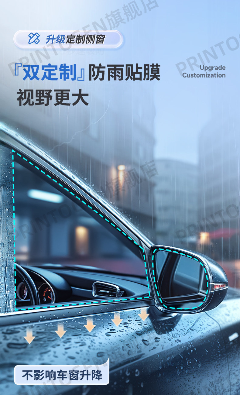 Rearview Mirror Rain-Proof Film, Car Window Anti-Rain Reflective Waterproof Film, Rainy Day Essential, Side Window Glass High Definition