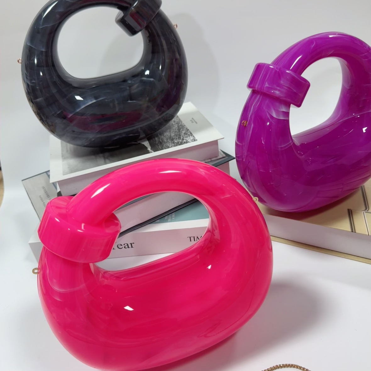 Europa y los Estados Unidos lujosos transfronterizos bolsas de cena de damas mármol mono nudo bolsas de mano de moda acrílico bolsas de cena