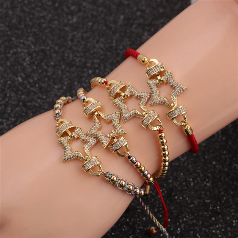 Wholesale Fashion Hollow Star Copper Micro-inlaid Red Zircon Bracelet Nihaojewelry display picture 1