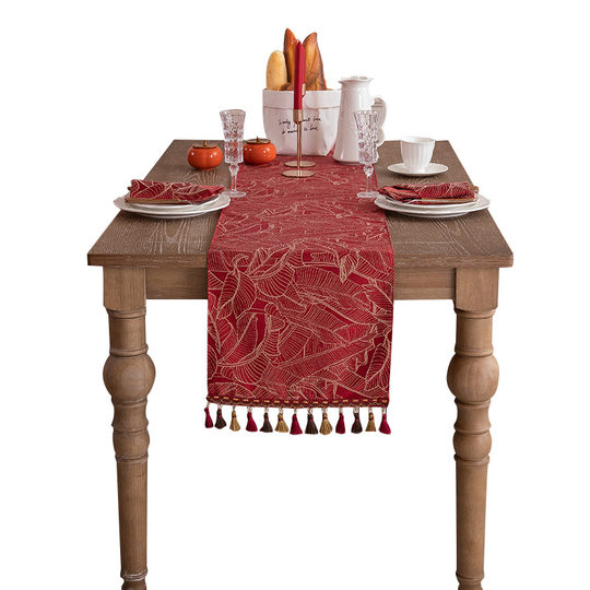 Wedding Celebration New Year festive red table runner tassel bed tail flag chest of drawers TV cabinet cover towel wedding room decoration delivery
