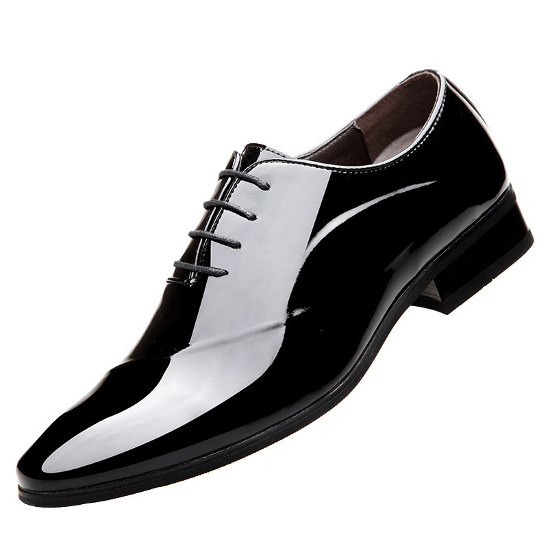 Otoño nuevo hombre vestido formal de negocios zapatos de cuero lacado puntuales juvenil de lazos de gran tamaño zapatos de hombre zapatos de boda
