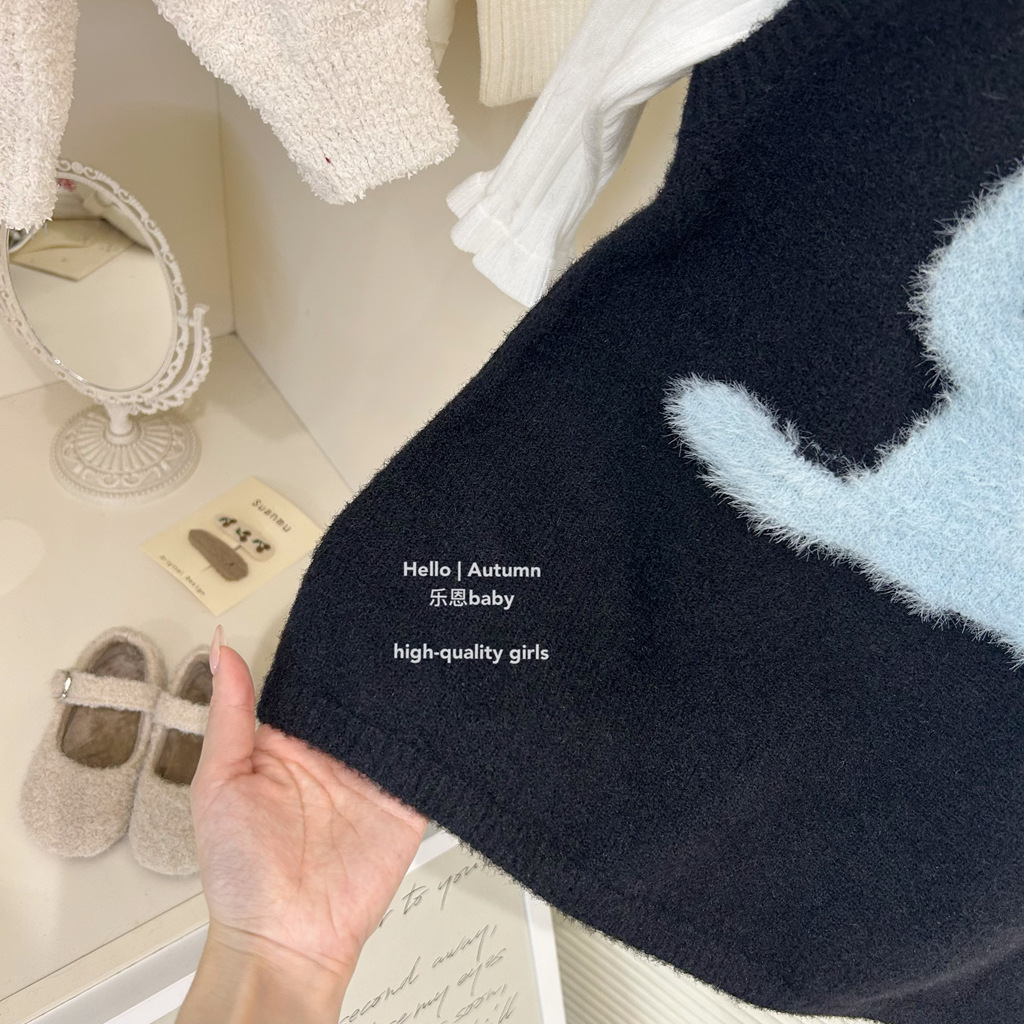 [Ropa de niños de Leen] invierno niñas gruesas felinas chaleco vestido de bebé estilo extranjero vestido de princesa elegante