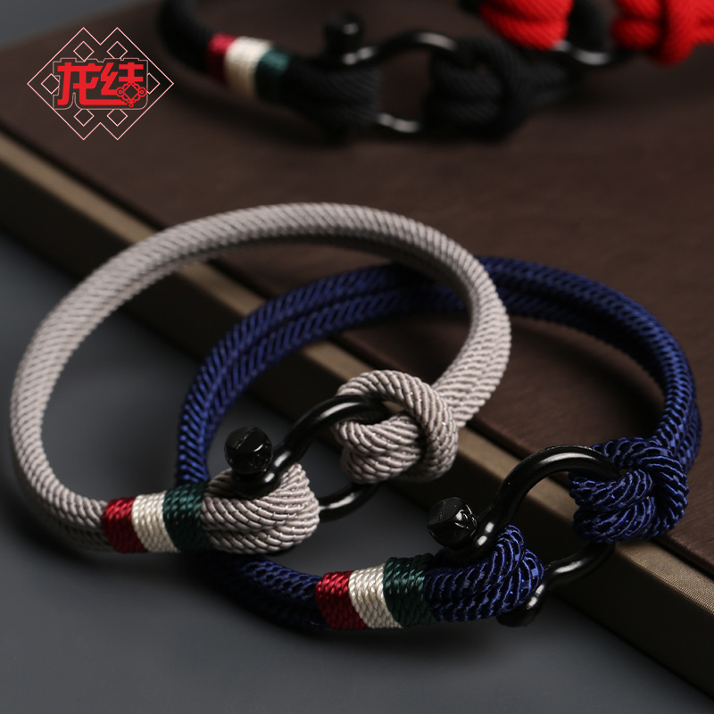 Dragon Boat Festival Five-Color Rope Men's Handmade Woven Bracelet European and American Cross-Border Individually Packaged Simple and Stylish Bracelet Wholesale Dragon Boat Festival Five-Color Rope Men's Handmade Woven Bracelet European and American Cross-Border Individually Packaged Simple and Stylish Bracelet Wholesale