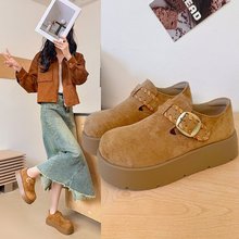松糕厚底花边全包勃肯鞋女外穿2025秋冬季新款乐福鞋休闲博肯单鞋