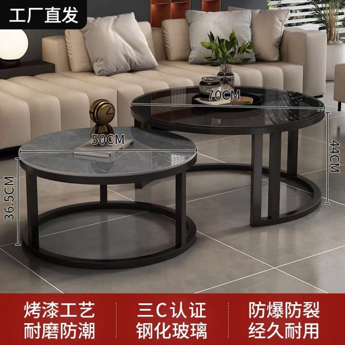 Sala de estar de mesa de mesa de roca 2025 nuevo estilo de red doméstica minimalista lujoso sensación de alto nivel de mesa de té redonda plegable pequeña casa