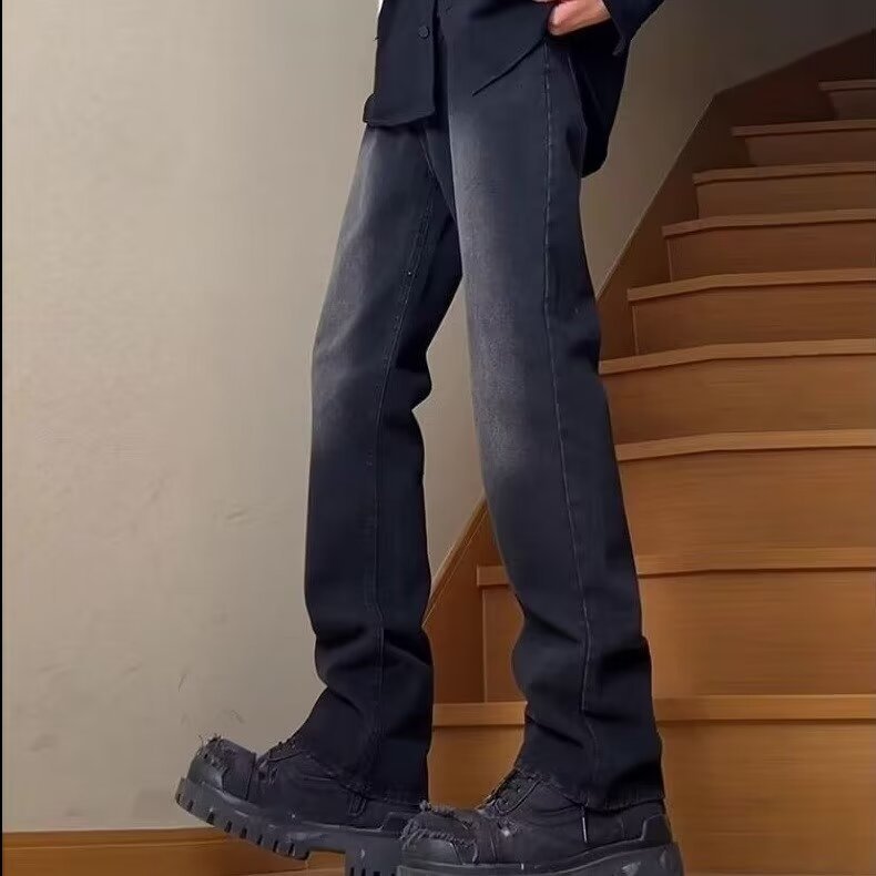 Vaqueros guapos de todo fósforo de la calle americana pantalones holgados de hollín casuales rectos para hombres