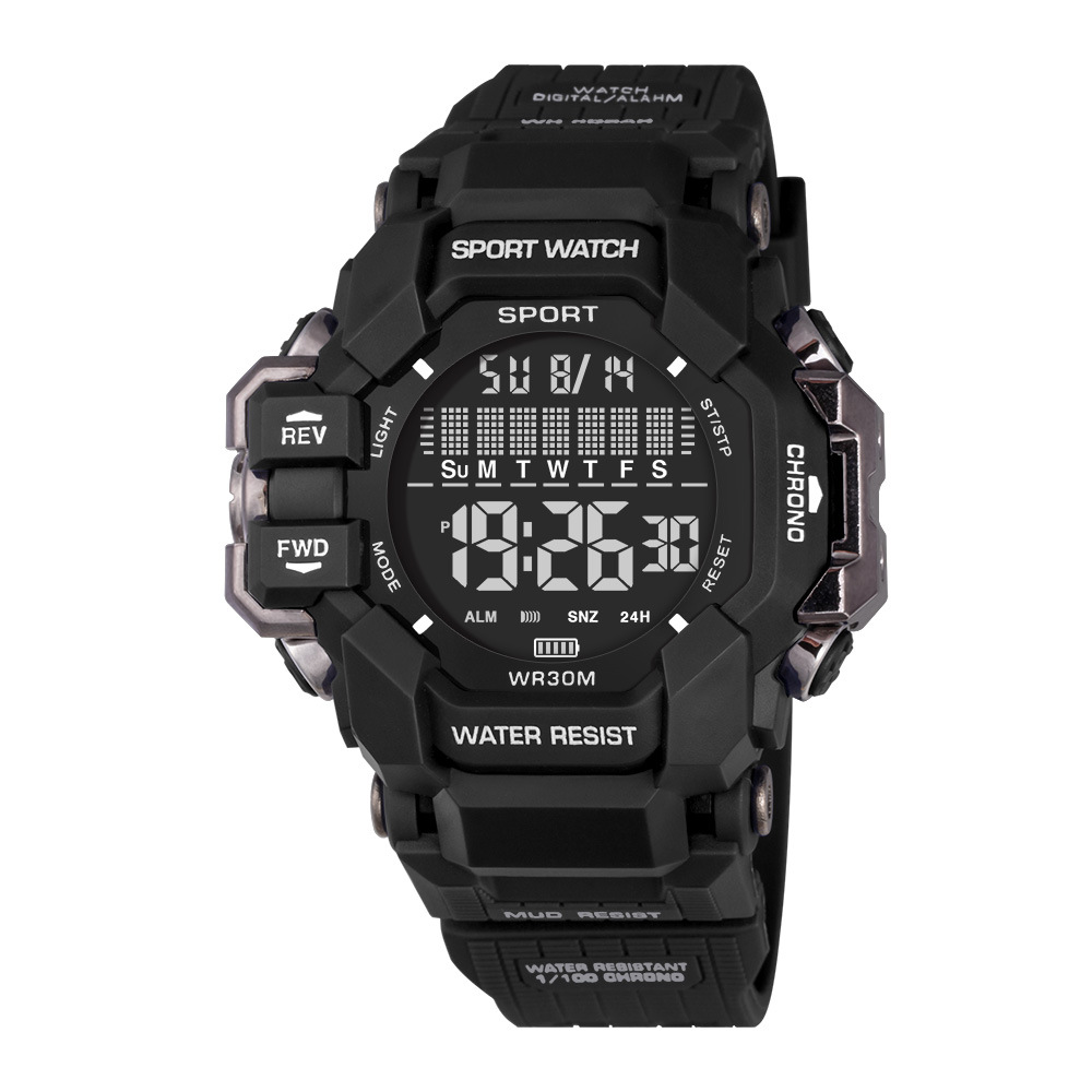 Tendencia de hombres cronometraje deportivo viento reloj electrónico juvenil multifuncional alarma nocturna al aire libre reloj electrónico al por mayor