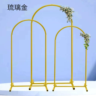 婚庆道具金色拱形拱门婚礼舞台背景迎宾摆件路引装饰铁艺花架拱门