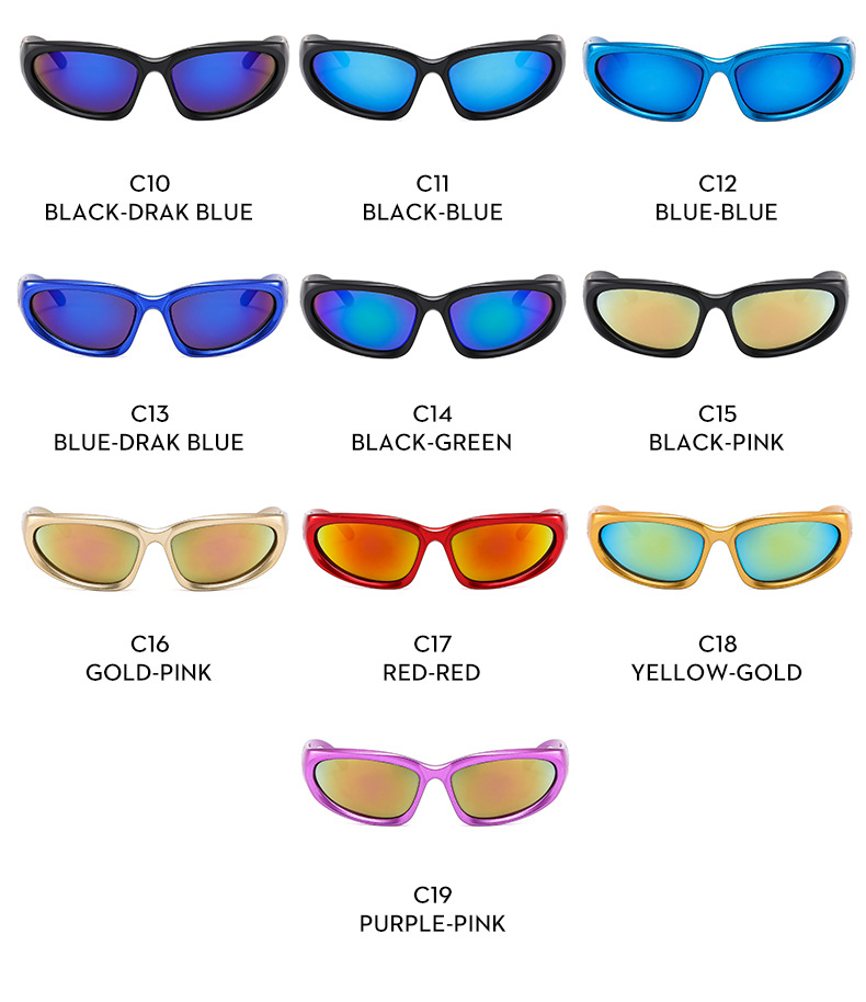 Millennium Future New Y2K Spicy Girl Cycling Punk Sports Network Occhiali da sole rossi Occhiali alla moda da donna_voghion.com