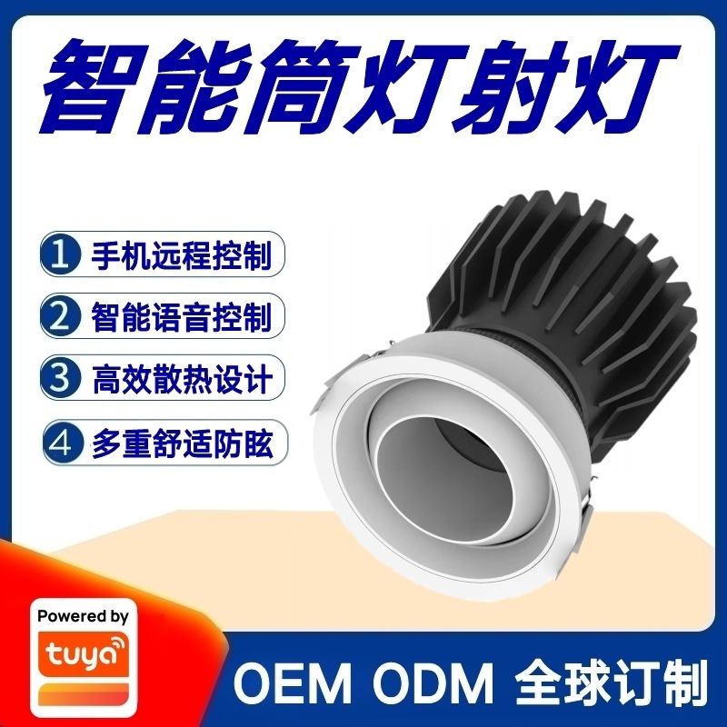 涂鸦方案Zigbee智能射灯筒灯RGB调光调色防炫目LED磁吸轨道洗墙灯