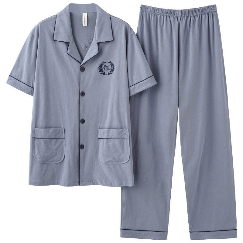 Pijamas de verano de algodón de los hombres pantalones de manga corta de algodón de los hombres de algodón delgado de verano más tamaño de media manga de los hombres homewear