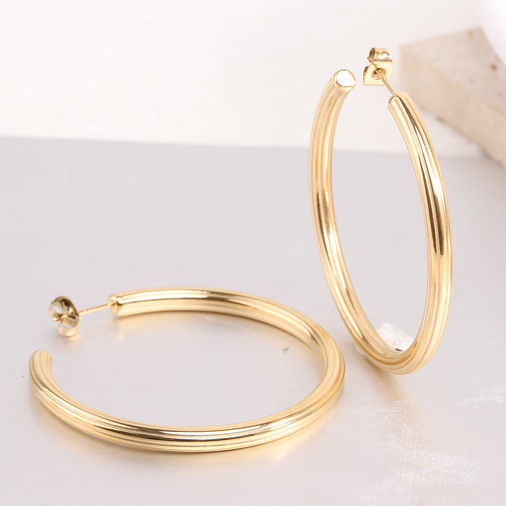 Gold Plated Plating Material 1 Pair Simple Style Solid Color Plating Metal Gold Plated Earrings
