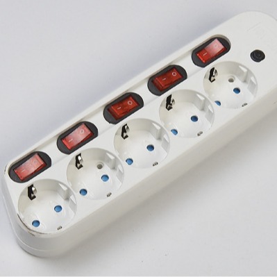 韩国拖线板德标欧式欧标插座接线板转换器独立开关5位欧标DX-S05