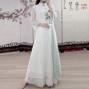 Chinese Style Women's Chinese Retro Style Chiffon Fairy Dress