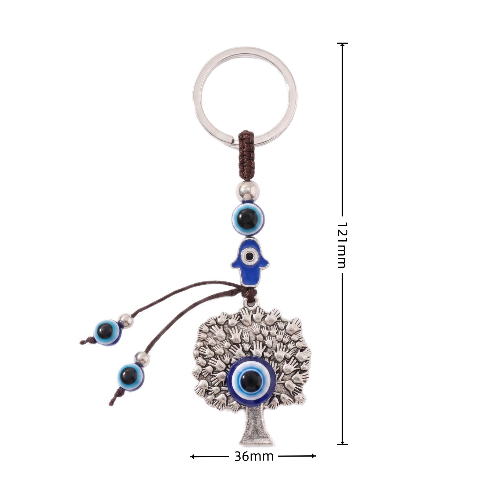 Ventas transfronterizas turcas de ojos azules viento nacional árbol de vida Fátima llavero de aleación de mano bolsos pequeños accesorios