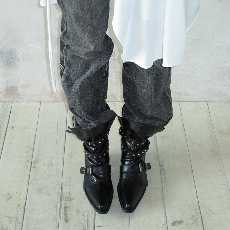 First Encounter Seasonal Pleated Black Western Cowboy Boots for Women 2026 Autumn/Winter New Slimming Chunky Heel Pointed Toe Riding Boots First Encounter Seasonal Pleated Black Western Cowboy Boots for Women 2026 Autumn/Winter New Slimming Chunky Heel Pointed Toe Riding Boots