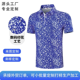 跨境定制男士高尔夫翻领polo衫3D外贸短袖长袖数码印花全身印工厂