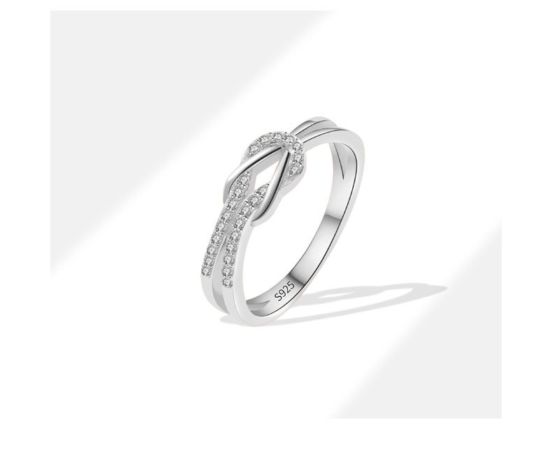 Daily Occasion 18K Gold Plated 925 Sterling Silver Zircon Knot Rings 925 Sterling Silver Rings