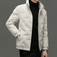 男士秋冬新款时尚休闲御寒百搭压花立领夹克羽绒服外套潮男