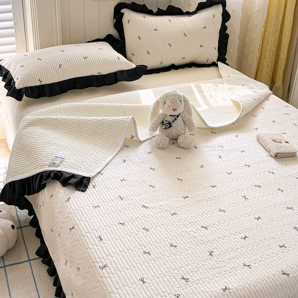 【Bed cover】-Hepburn style·Bowknot·Off-white