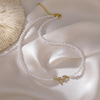 Accessory, zirconium from pearl, necklace with bow, chain for key bag , Japanese and Korean, simple and elegant design