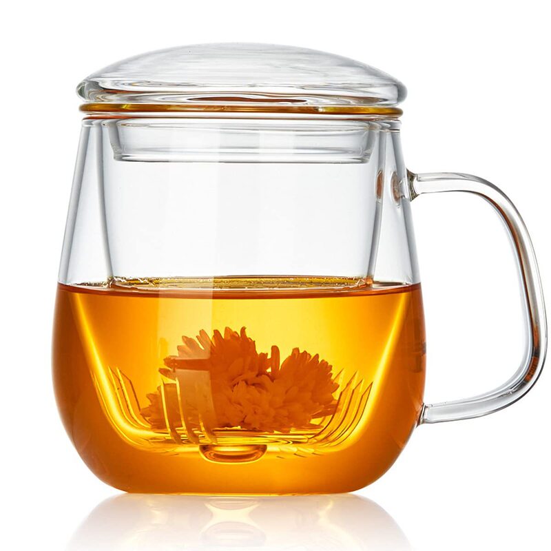 Transparent Glass Tea Cup with Infuser and Lid, Suitable for Loose Leaf Tea, Black Tea, Green Tea, and Can Be Used in the Microwave Transparent Glass Tea Cup with Infuser and Lid, Suitable for Loose Leaf Tea, Black Tea, Green Tea, and Can Be Used in the Microwave