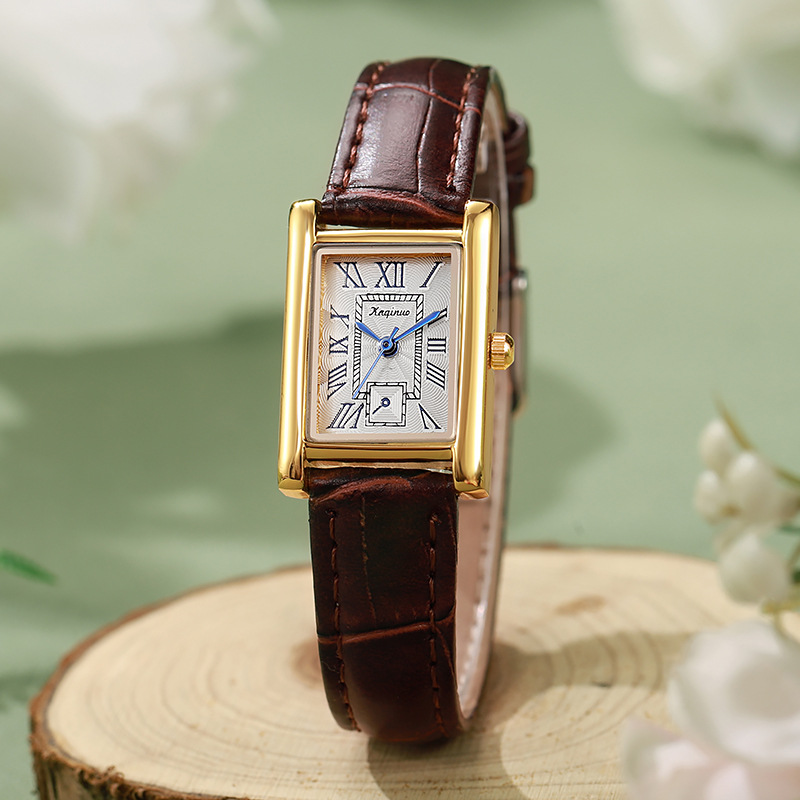 New Square Popular Fashion Women's Watch Women's Watch High-End Simple Niche Student Belt Quartz Watch Cross-Border