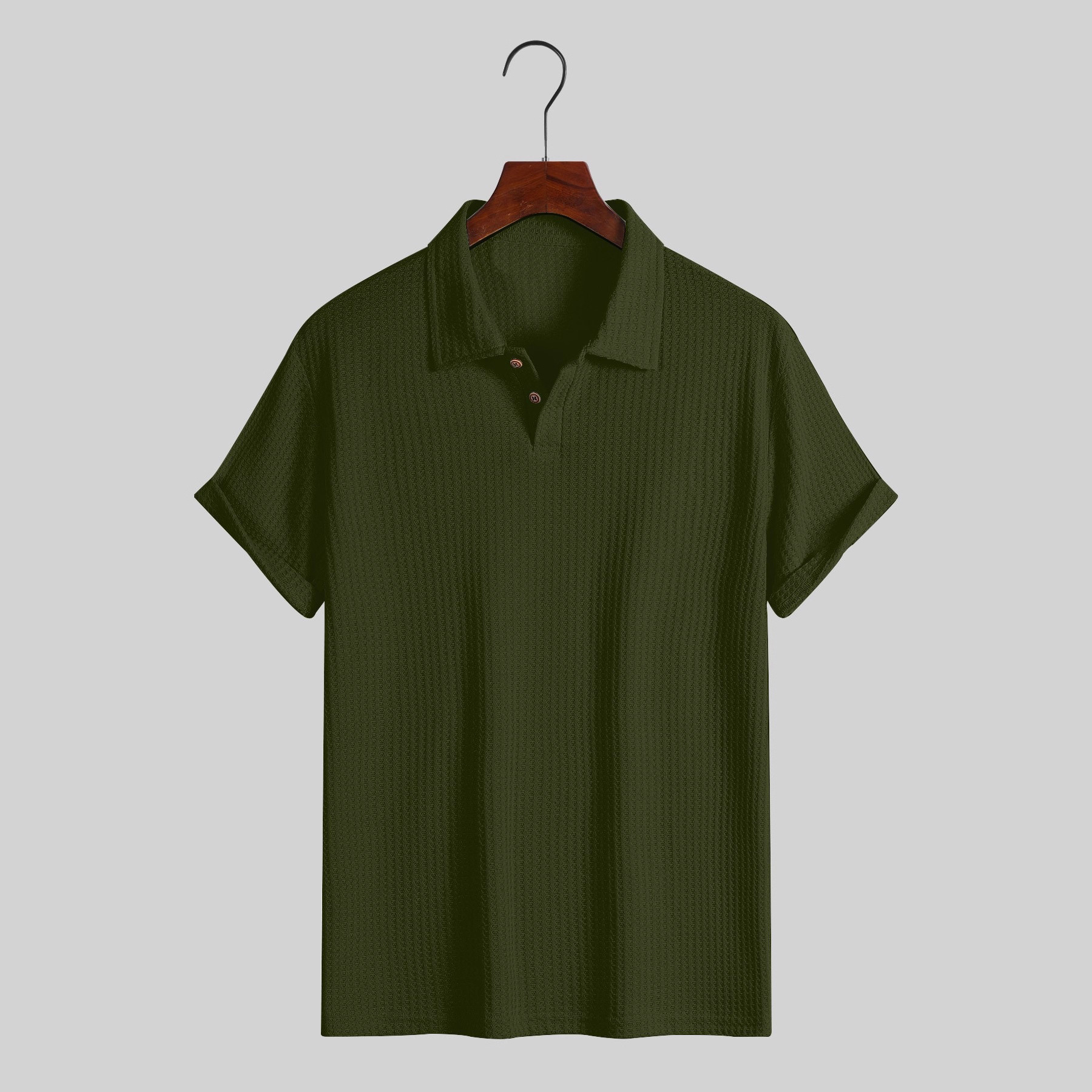 European and American Cross-Border Export Men's Tops Lapel Quilted Knitted Casual Loose Short-Sleeved Shirts Men's Polo Shirts