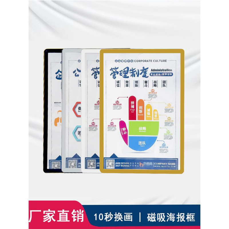 Aluminum Alloy Picture Frame Elevator Advertising Frame Rounded Corner Magnetic Poster Frame Exhibition Board Hospital Narrow Edge Acrylic Photo Frame Wall Hanging