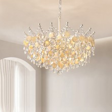 浪漫贝壳水晶吊灯法式奶油风卧室灯现代轻奢高级感客厅主卧室吊灯