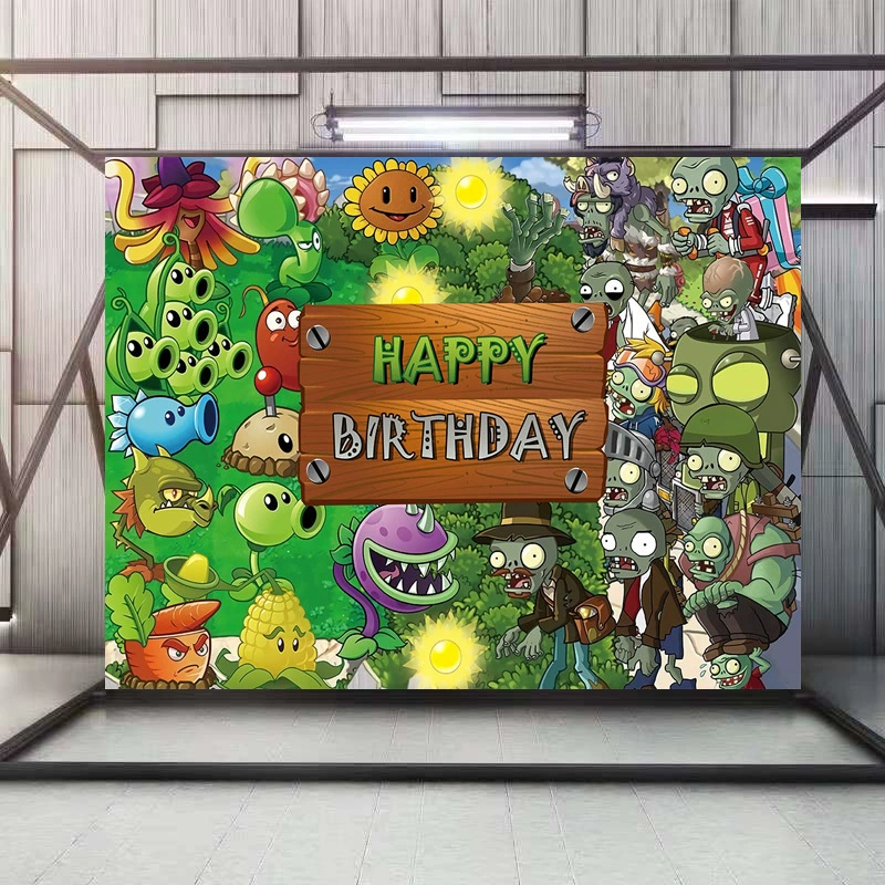 Внешняя торговля Amazon Растения против Зомби тема фотография Фон Ткань вечерние украшения винил