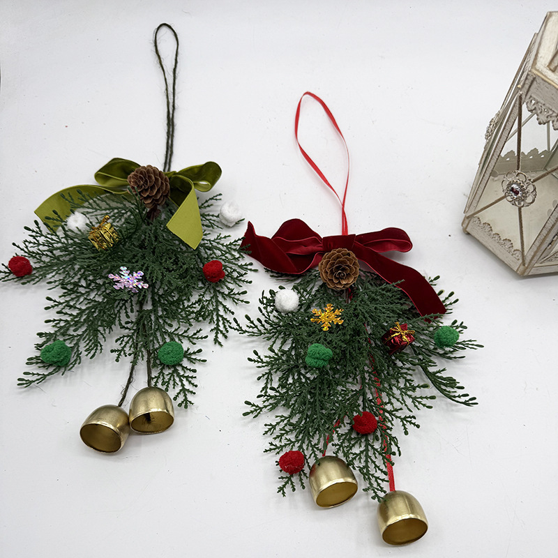 26 New DIY Christmas Bell Accessories, Christmas Tree Pine Needle Decorations, Outdoor Garden Bell Hangings