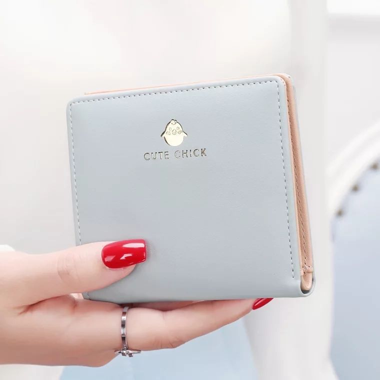 New short wallet for women, cute Mori-style mini version, sweet bi-fold wallet and card holder for students.