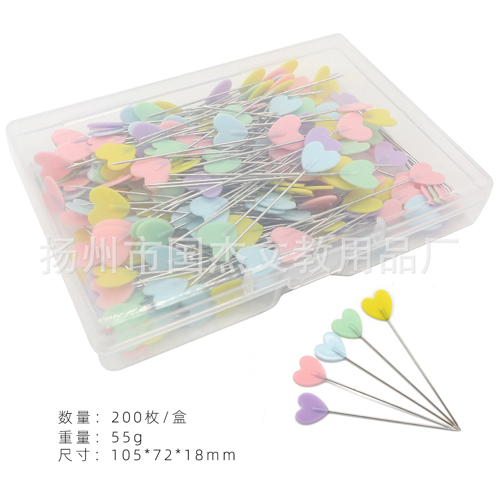 200枚/盒愛心扁平頭定位針直針縫紉異形針DIY拼布縫紉固定花型針