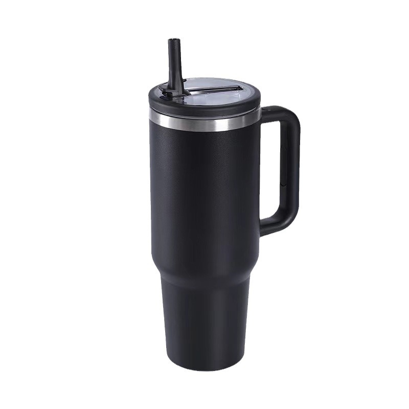 Taza térmica de acero inoxidable 304 de doble capa con aislamiento al vacío, de 40 oz, con asa, para automóvil, de gran capacidad, con popote, popular para exportación.