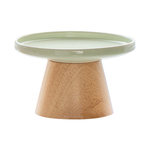 Ceramic high and low feet anti-tipping cat bowl cat food snacks freeze-dried cans anti-cervical pet plate puppy food bowl