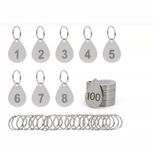 Stainless steel digital malatang catering called number plate number drop-shaped circular laser digital number plate