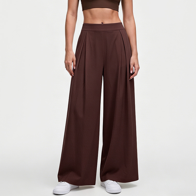 Pantalones deportivos de pierna recta y ancha para mujer, pantalones casuales y versátiles para fitness al aire libre, pantalones de yoga estilo lulu, pantalones largos holgados de 27 pulgadas que estilizan la figura.