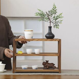 Tea Cup Rack Three-layer Storage Rack Small Antique Rack Solid Wood Chinese-style Storage Purple Sand Pot Placement Rack
