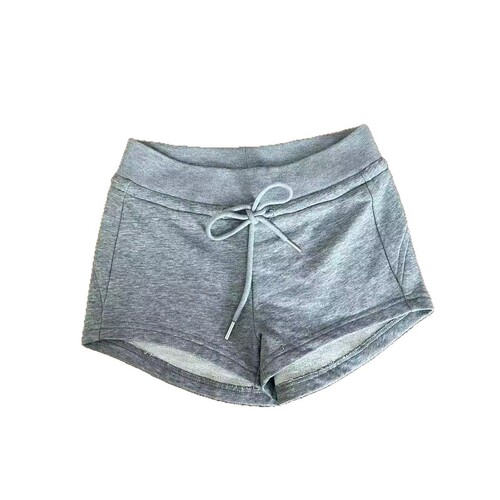 Slightly fat mm gray sports shorts hot pants drawstring casual pants women's summer low-rise straight pants black pants