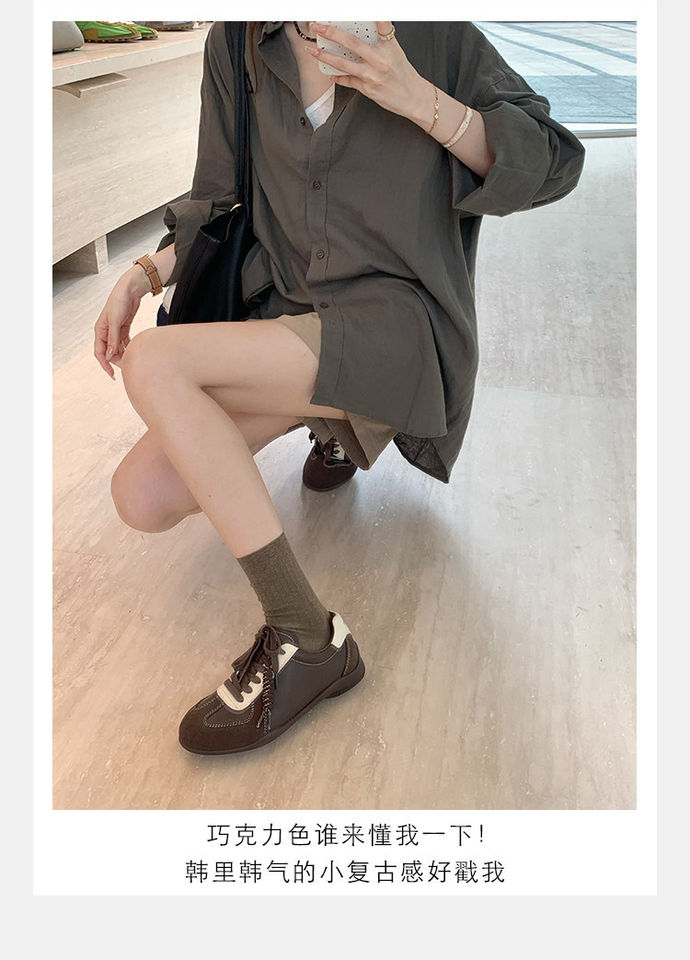 Giày sneaker nữ da bò buộc dây phong cách Đức huấn luyện, đế cao 6 cm — 48 chiếc màu đen (6cm) còn hàng, 48 màu nâu (6cm) hàng có sẵn, 48 màu trắng (6cm) hàng có sẵn, 48 màu vàng (6cm) còn hàng chi tiết 16