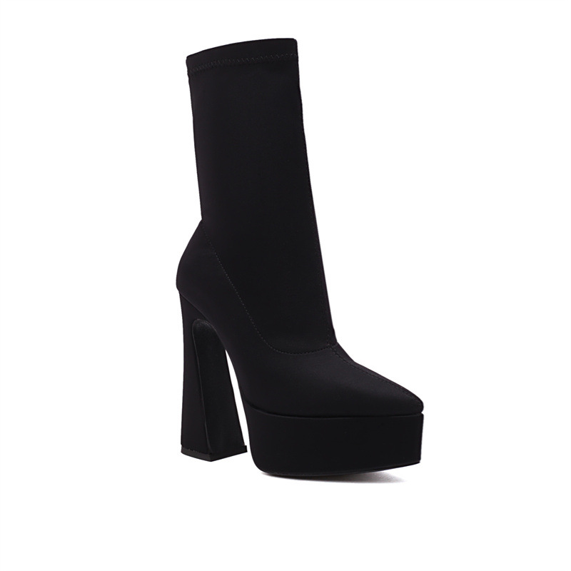 Woman Fashion Ankle Boots Winter New Arrival Thick Heel Pointed Toe Suede Low-Heel Booties Plus Size 40-43_vogvips.com