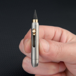 ♔ Titanium Alloy Mini Eternal Pen, No Sharpening Required, Erasable Pencil, Portable Keychain Accessory, Pocket Pen for Emergencies
