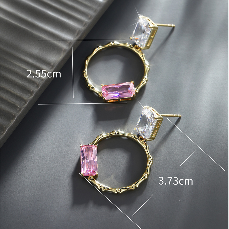 Xuping joyería imitación color tesoro serie Internet celebridad pendientes cuadrados moda mujer simple Esmeralda pendientes de alto grado al por mayor
