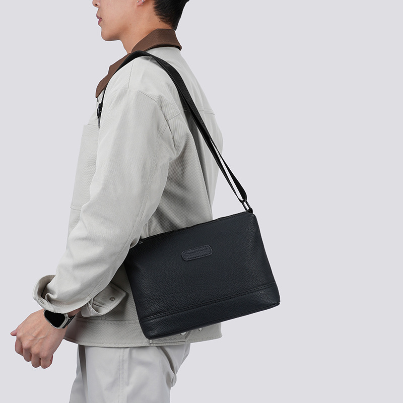 Cross-Border Light Luxury Men's Shoulder Bag, Business Casual Trendy Versatile Crossbody Bag, Large Capacity Cowhide Men's Bag