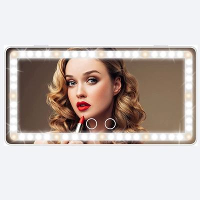 Cross-Border Car-Mounted Co-Driver Sunshade Vanity Mirror with Led Touch Light, High-Definition Car Mirror (Sun visor rearview mirror) - black-four-side-lamp-charging