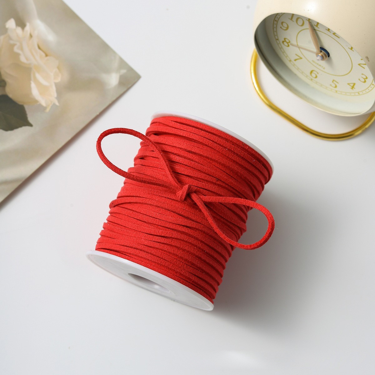 Flower Shadow lana de estilo coreano con cuerda de cuero cuerda de terciopelo de doble cara con cuerda de piel de deerskin DIY material de embalaje de flores tejidas a mano