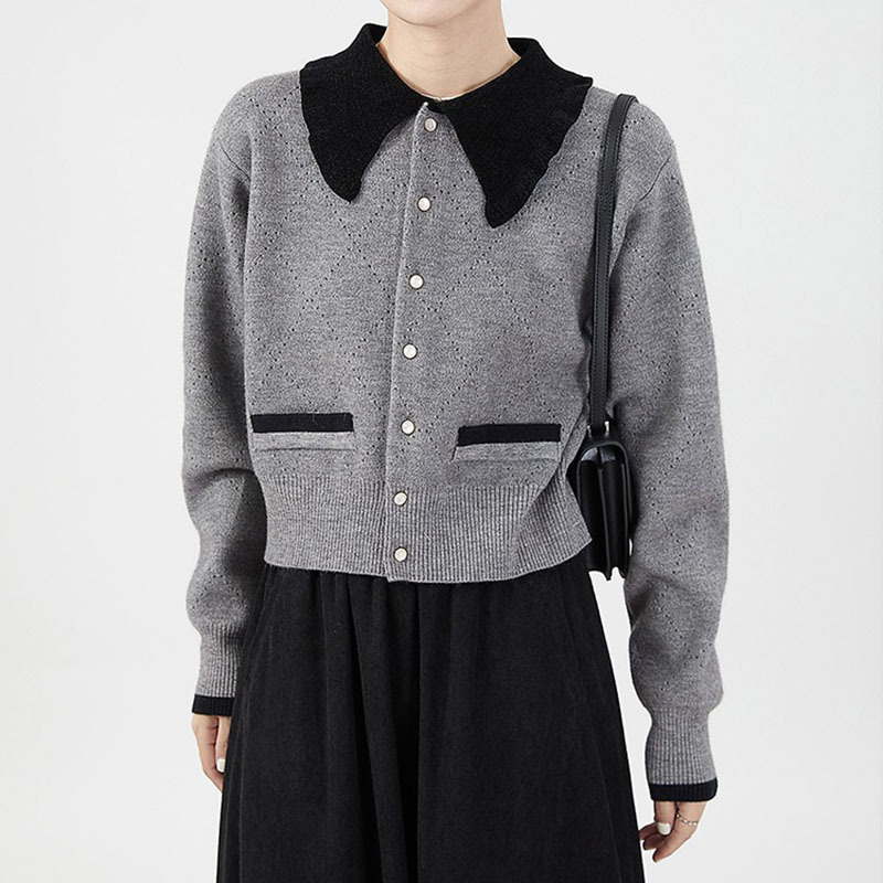 新しい色のファッションのゆったりしたニットのカーディガンの婦人服2025春と秋の小さい子の香風の長袖のセーターのコート|undefined
