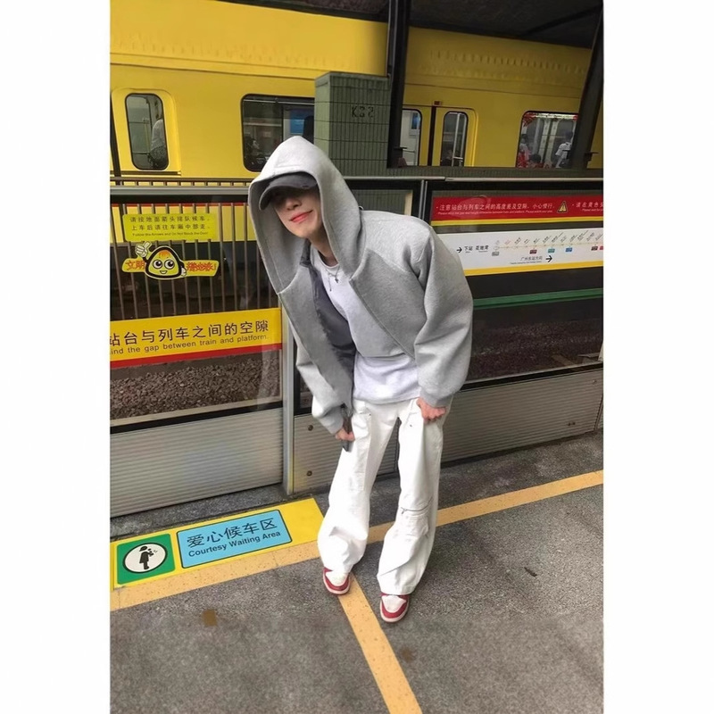 Hooded Sweatshirt for Men and Women Autumn and Winter American Street 2024 Fashion Brand All-match Loose fleece-lined Top Zipper Jacket Hooded Sweatshirt for Men and Women Autumn and Winter American Street 2024 Fashion Brand All-match Loose fleece-lined Top Zipper Jacket