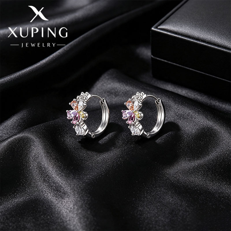 Xuping joyería estilo de moda europea y americana aretes exagerados doble fila brillante aretes de aretes de arroz de arroz pendientes de arroz transfronterizos aretes al por mayor